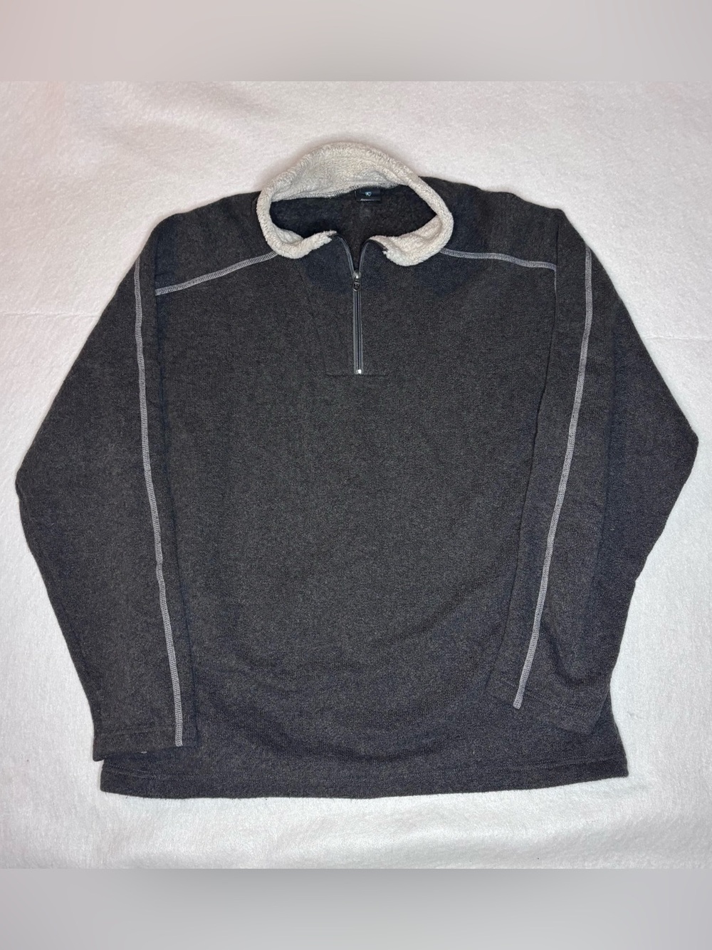Kuhl Men's Charcoal Heather Quarter-Zip Sweater with Cream Collar
